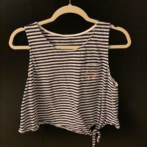 Navy-Striped Ivory Ella Cropped Tank Top